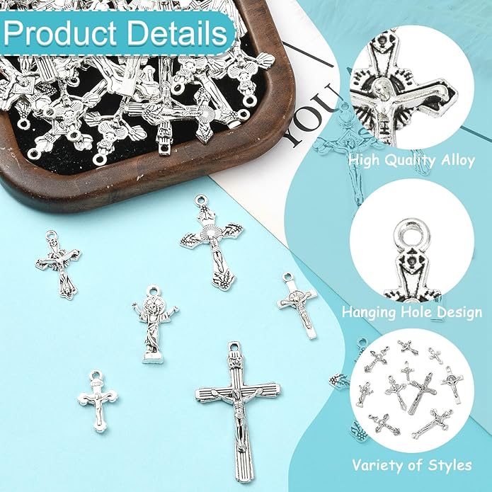 Antique Silver Cross Drink Insect Animal Theme Charms for DIY Jewelry Bracelet Necklace Earring Keychain Decor