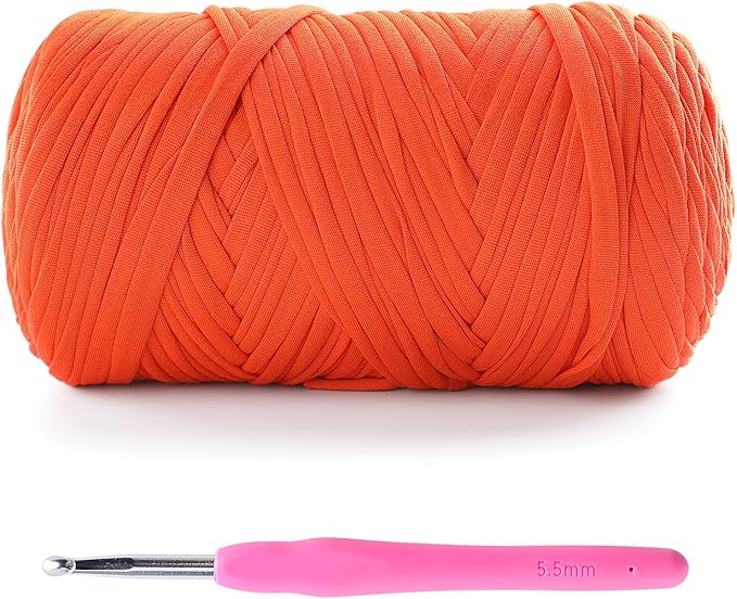 T-Shirt Yarn for Crochet - 400g/131 Yards Elastic Fabric Crochet Cloth - Orange