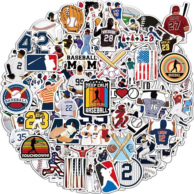 pcnearty 100 pcs sport stickers for kids, baseball water bottle stickers, vinyl waterproof laptop sticker for water bottle, bulk sticker packs for boys kids classroom prizes for elementary students