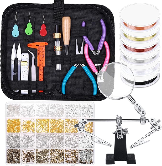 shynek Jewelry Making Supplies, 1597pcs Jewelry Kit with Jewelry Pliers Tools Jewelry Wire and Jewelry Accessories for Earrings, Necklaces, Bracelets Jewelry Making and Repair