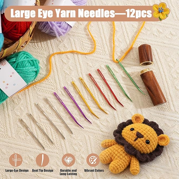 KaiserNgu Yarn Needles, 12 Pac Large Eye Sewing Needle Kit, Darning Tapestry Needles, with Wood Storage