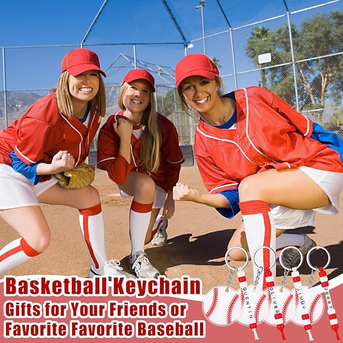 Suncalla 984 Pcs 24 Set Baseball Keychain Making Kit DIY Ball Bag Tag Baseball Party Favors Accessories Sport Key Chain Crafts Adjustable Name Beads Cards Strings Kit Senior Team Night Graduation Gift