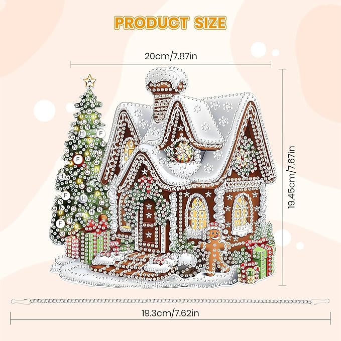 MOGTAA Christmas Diamond Art Hanging Kits for Adults Kids, Christmas House Diamond Art Suncatchers, 5D Special Shape Diamond Painting Window Pendant Kit for Home Garden Wall Decor