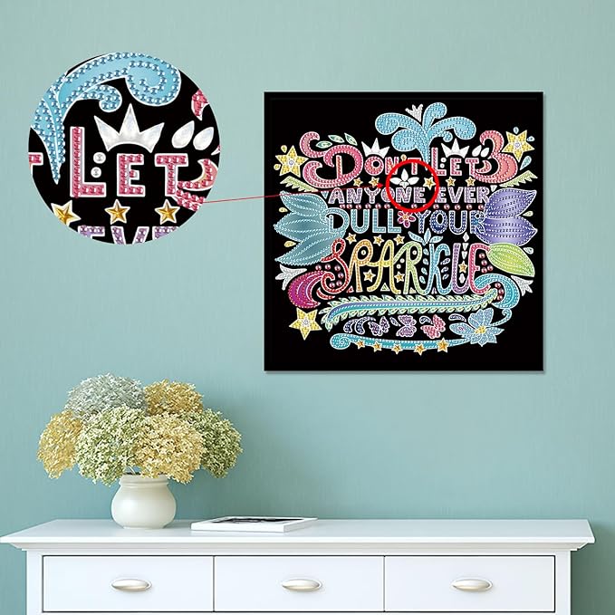 LazyFold Diamond Art Painting Kits for Adults, 5D WordsSpecial Shape Diamond Art Kits for Beginners, Crystal Rhinestones Diamond Art Painting for Home Wall Decoration Gift 12×12inch