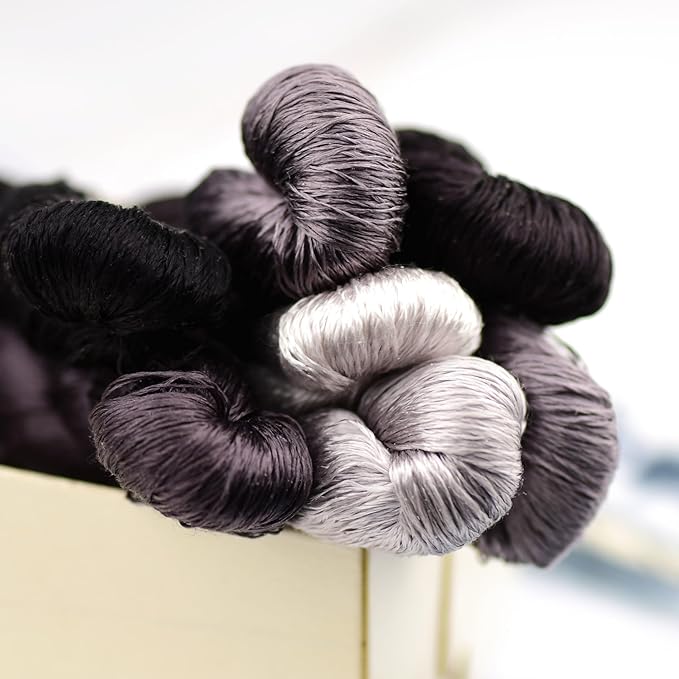 Natural 100% Silk Thread, Handmade Embroidery Thread Silk Floss 7 Colors 110m Each (14)