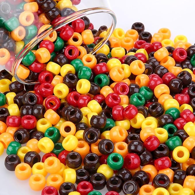 megoogo 1000pcs fall thanksgiving pony beads assorted opaque round plastic beads for autumn diy crafts home decor necklaces bracelets earrings