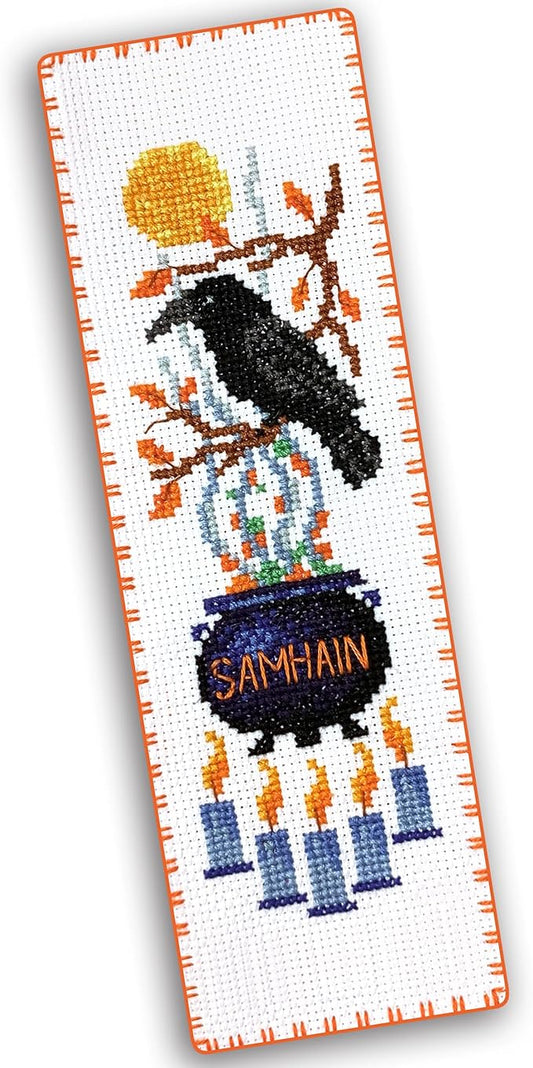 Povitrulya Cross Stitch Bookmark Kit Wheel of the Year: Samhain – Counted DIY Embroidery Set for Adults & Beginners, Witchy Pagan Wiccan Celtic Norse Needlework Gift