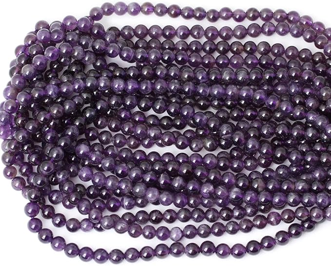 cheavian 60pcs 6mm natural amethyst gemstone round loose beads crystal energy stone healing power for jewelry making 1 strand 15"