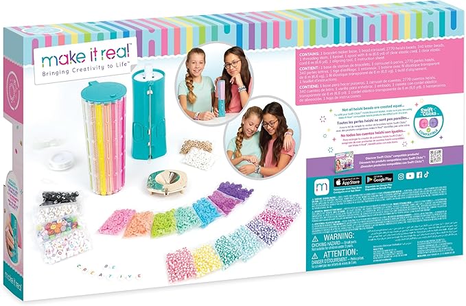 Make It Real Swift Clicks Deluxe Bracelet Studio - Create Colorful Friendship Bracelets with Swift Clicks Deluxe Design Tool - Includes Beads and Charms