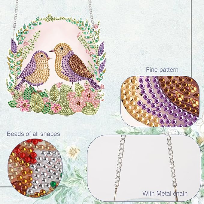 TDFERAN Diamond Painting Pendant Easter DIY Diamond Art Decoration Kit Window Pendant, Gem Art Wall Home Window Decoration Adult Digital Painting Women Crafts Hobby
