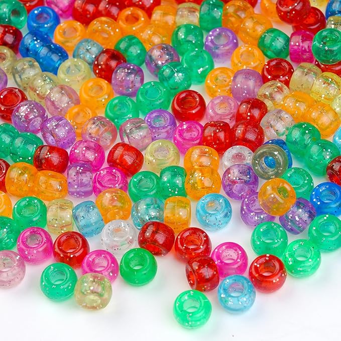 1000pcs Pony Beads, 15 Color Kandi Beads for Bracelets Making Kit, Hair Braids Crafts Jewelry Making Crafts Friendship Necklace Earrings DIY (Sparkling Powder Mixed Color)