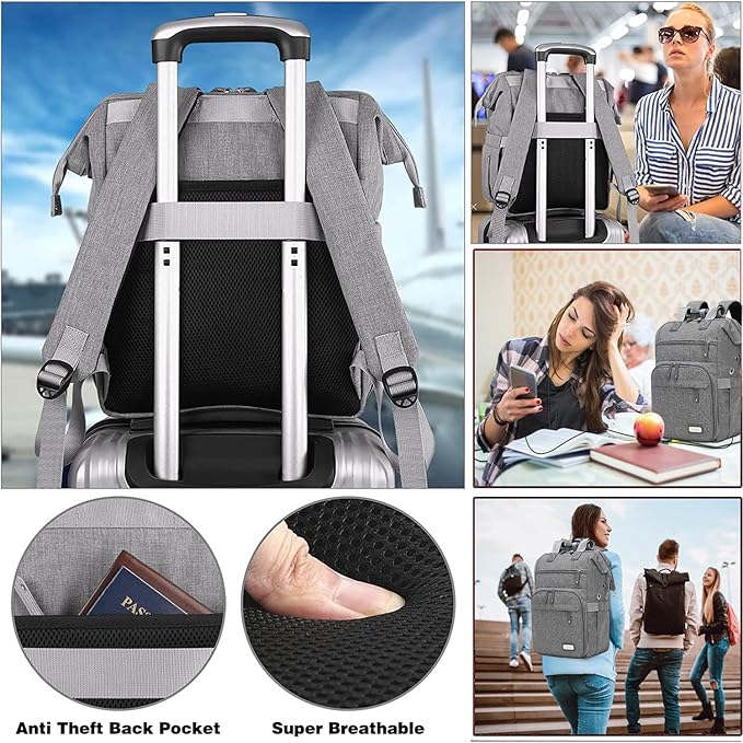 LTINVECK Crochet Backpack,Knitting Bag Backpack Yarn Storage Organizer Travel Crochet Bag,Large Yarn Tote Bag Yarn Holder Case for Knitting Needles,Crochet Hooks,Crochet Accessories,Grey