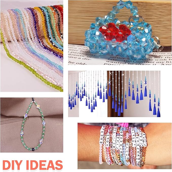 XSEINO 3760 Pieces 6mm Crystal Beads for Jewelry Making, 47 Colors Crystal Acrylic Beads for Bracelets Jewelry Making and DIY Crafts