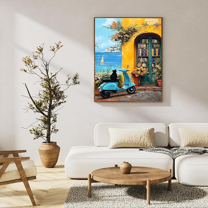 Paint by Numbers Kit for Adults Beginner Seaside Landscape, Adult Paint by Number Kits on Canvas, DIY Acrylic Oil Painting by Numbers for Adults, Perfect for Home Wall Decor 16X20 Inch