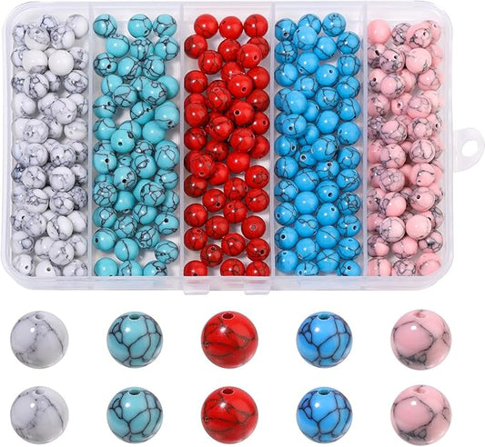 Songxi Stone Beads Bracelet Making Kit 240PCS, 8mm Loose Crystal Gemstone Beads for Bracelet Necklace Earring, DIY Crafts Beads for Jewelry Making for Couples Lovers Adults