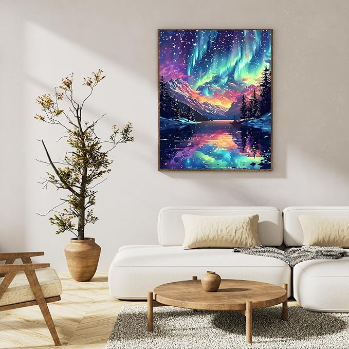 Paint by Numbers Kit for Adults Beginner Starry Sky, Adult Paint by Number Kits on Canvas, Aurora DIY Acrylic Oil Painting by Numbers for Adults, Perfect for Home Wall Decor 16X20 Inch