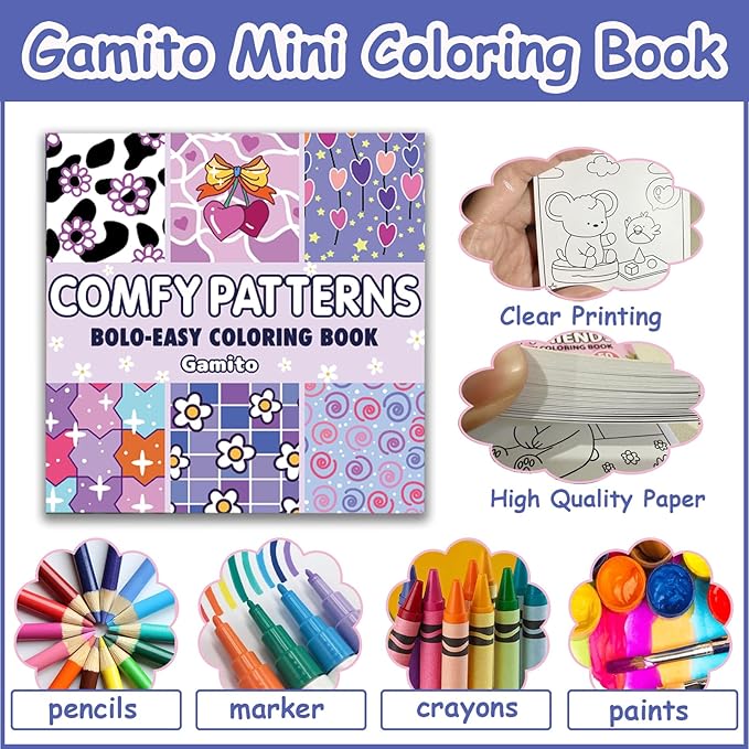 Mini Coloring Book for Adults, 2-Pack Travel Small Coloring Books, Pocket Size Adults Relaxation Coloring Books Stress Relief Adult Mini Coloring Book (Comfy Pattern)