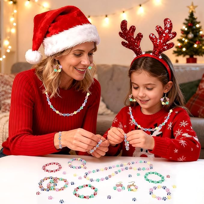 Augshy 300Pcs Peppermint Polymer Clay Beads,Christmas Candy Clay Beads for Jewelry Making Bracelets Necklaces Earrings and Holiday Tree Decoration