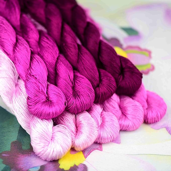 Natural 100% Silk Thread, Handmade Embroidery Thread Silk Floss 9 Colors 110m Each (39)