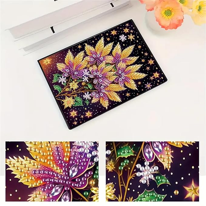 Diamond Painting Notebook for Adults, A5 Diamonds Art Journal and DIY Sketchbook, Diamond Art Kit Supplies,Gift for Beginners, Craft Lovers, Artists. (Maple Leaf)