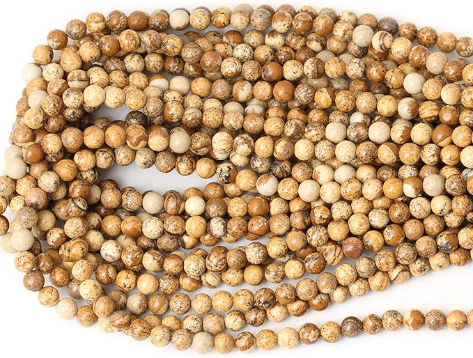 cheavian 60pcs 6mm natural picture jasper stone round loose beads for jewelry making diy findings 1 strand 15"