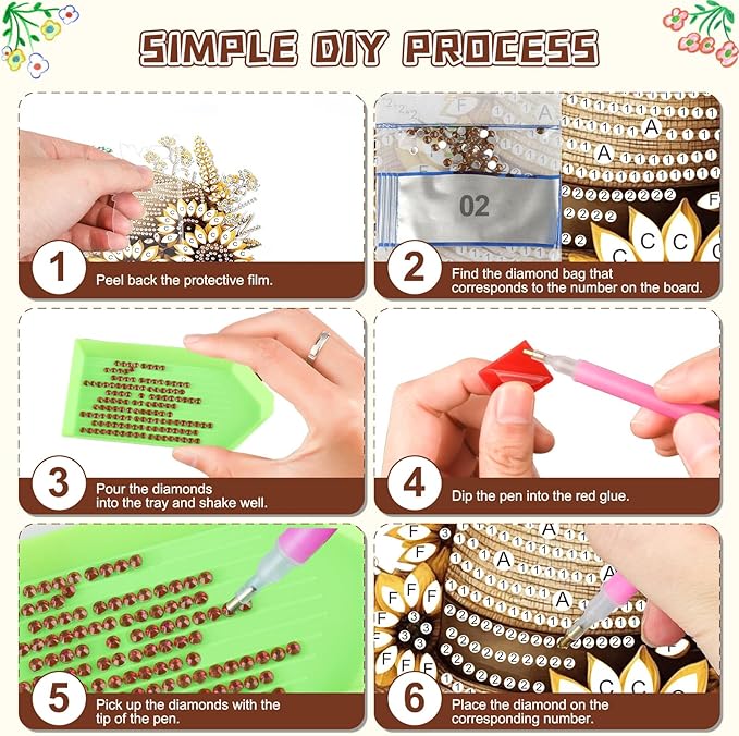 KEYIFA Straw Hat Diamond Painting Kit, DIY Sunflower Diamond Art for Adults, Diamonds Painting Pendant Special Shaped Rhinestone Window Hanging Ornaments Home Garden Wall Door Decoration, 20cm Width