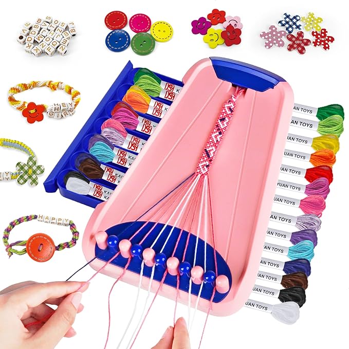 bracelet making kit for girls - friendship bracelet kit - christmas gifts for ages 6 7 8 9 10 11 12 year old girl birthday gifts, arts and crafts for kids ages 8-12 teen bracelets diy maker pink blue