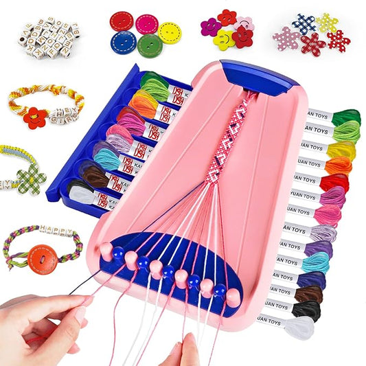 bracelet making kit for girls - friendship bracelet kit - christmas gifts for ages 6 7 8 9 10 11 12 year old girl birthday gifts, arts and crafts for kids ages 8-12 teen bracelets diy maker pink blue