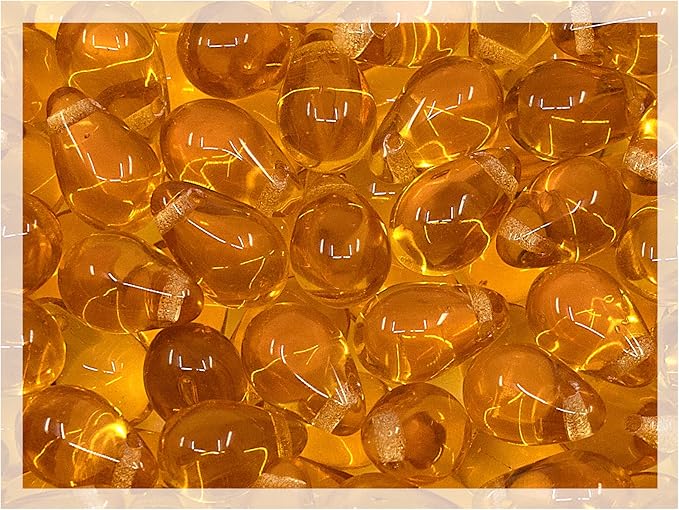Czech 50-Piece Glass Beads, 6x9mm, Teardrop Amber Topaz Orange Transparent