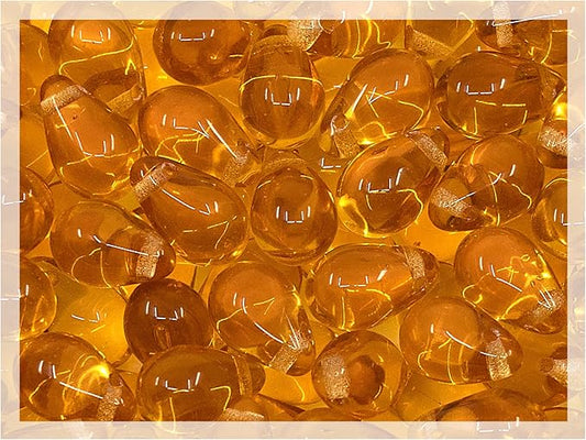 Czech 50-Piece Glass Beads, 6x9mm, Teardrop Amber Topaz Orange Transparent