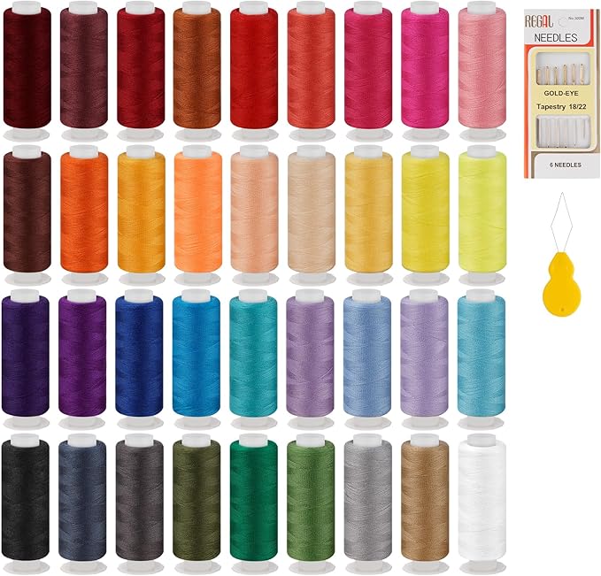 ilauke Sewing Thread, 36 Color 300 Yards per Spools Polyester Thread for Sewing, All Purpose Sewing Threads for DIY/Embroidery/Hand Stitching/Quilting and Sewing Machine