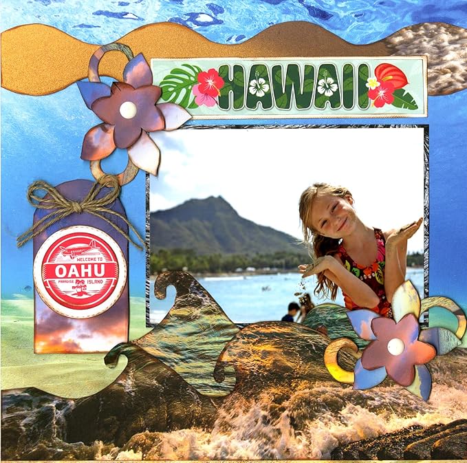 Reminisce Hawaii Scrapbook Collection Kit Paper Crafts, Multi Color Palette, 12x12 inches