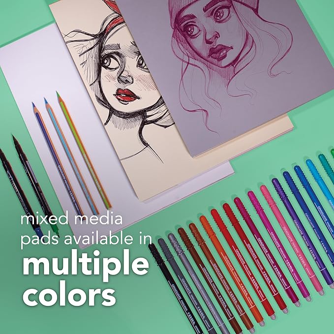 Canson Graduate Mixed Media Pad, Foldover, 11x14 inch, 20 Sheets | Artist Paper for Adults and Students - Watercolors, Mixed Media, Markers and Art Journaling