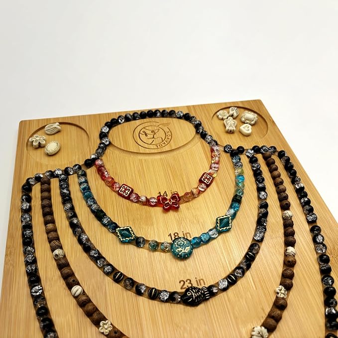 NOAVAOL Bamboo Bead Board for Jewelry Making, Combi Beading Tray Design Mat for Necklaces, DIY Small Jewelry Design Board