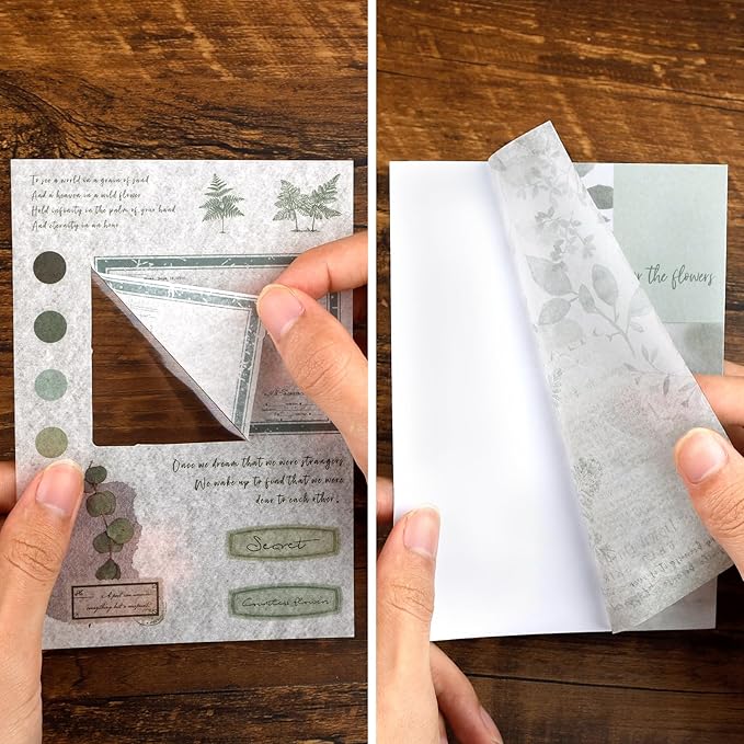 Dizdkizd Botanical Washi Stickers for Journaling, Ephemera Sticker Book for Junk Journal with 180pcs Plant Washi Stickers and 20 Adhesive Scrapbook Sticker Sheets, Vintage Scrapbooking Supplies