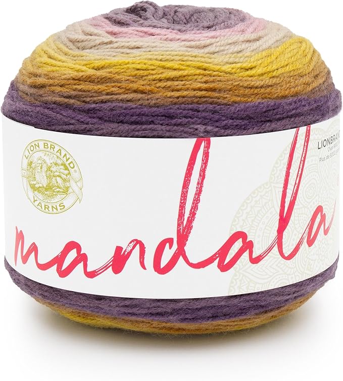 Lion Brand Yarn, Mandala DK Lightweight Yarn for Knitting, Crochet, and Crafts, Bowtruckle, 1 Pack, Self-Striping Acrylic Fiber for Baby Blankets, Multicolor Shawls and Variegated Cardigans