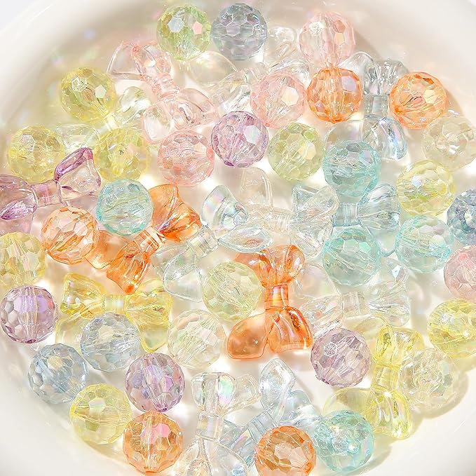 60pcs 16mm Acrylic Beads,Chunk Bubblegum Beads,Beads for Pens,Shine Disco Ball Beads,Jumbo Plastic Beads for Necklace Jewelry Bracelets DIY Crafts Making (Transparent Color)