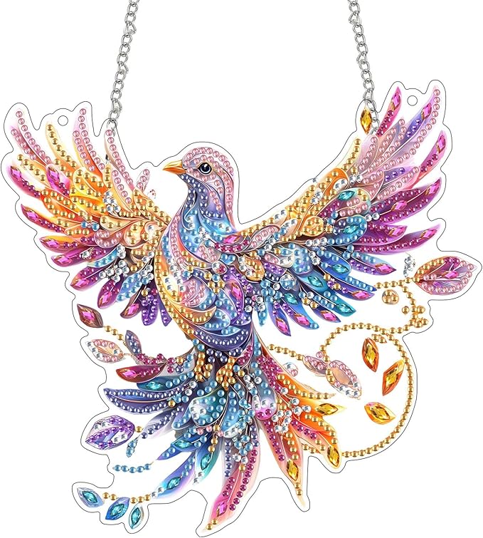SKRYUIE Bird Hanging Diamond Art Kits for Adults Pendant Suncatcher, Special Shaped Crystal DIY Pearl Diamond Painting Kit, Gift for Mother Spring Summer Window Wreath Decor 7.486 x 7.29 Inch D12