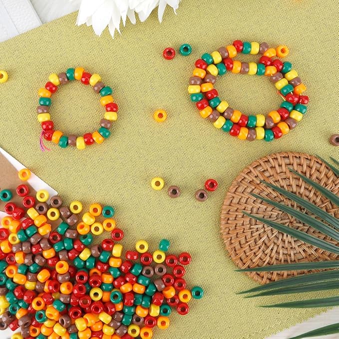 thanksgiving pony beads 1100 pcs,fall beads,bulk bead for jewelry making,hair bead for bracelet making,thankgiving gifts for mom teacher grandma(fall color)