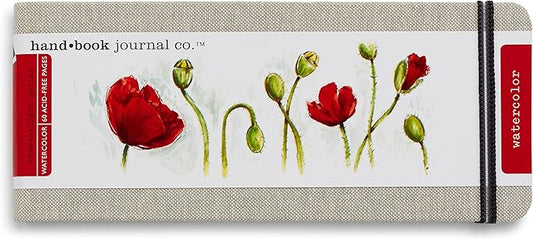 Handbook Journal Co. Artist Watercolor Sketchbook Journal, Pocket Panorama 3.5 x 8.25 Inches, 95lb / 200 GSM, Hardcover w/Pocket