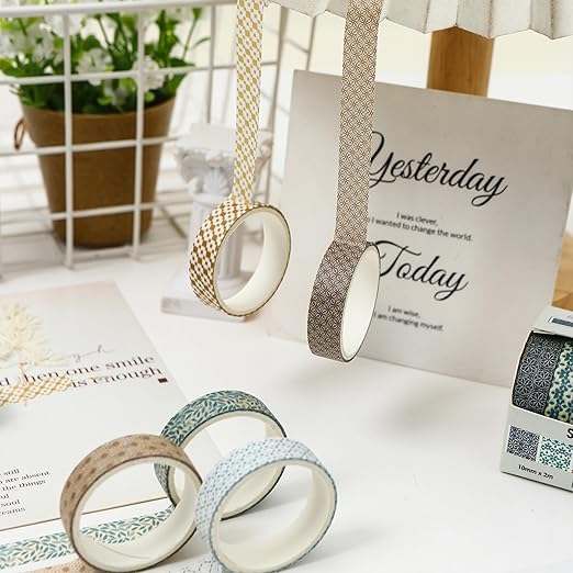 YUBX Basic Patterns Washi Tape Set 60 Rolls Geometric Elegance Decorative Skinny Masking Tapes for Arts, DIY Crafts, Journals, Planners, Scrapbook, Wrapping