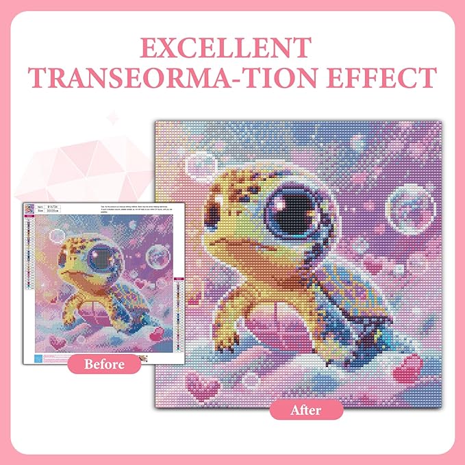 GEEHEIY Sea Turtle Diamond Art Kits for Kids, 5D Turtle Diamond Painting Kits for Adults Beginner, DIY Animal Gem Art Dots for Adults, Perfect for Home Wall Decor 14x14 Inch
