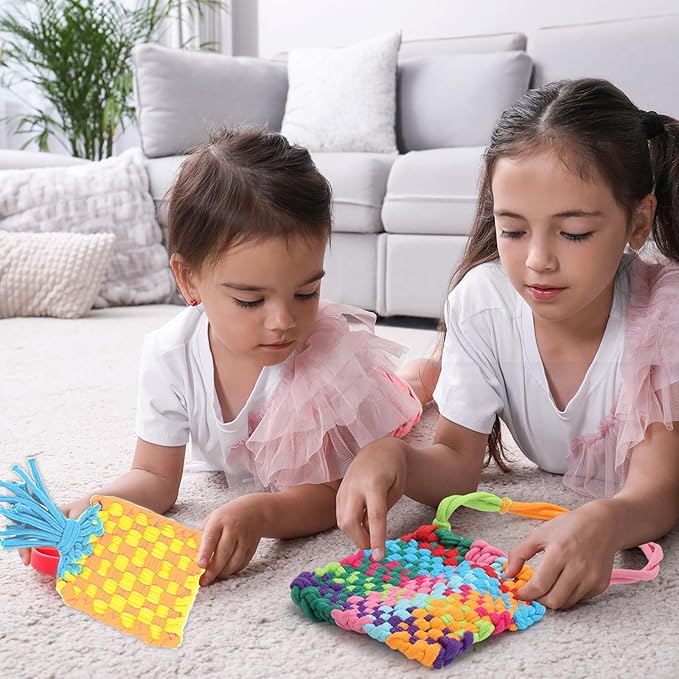 SUGORER 600 PCS Weaving Loom Blue Potholder 7" inch Elastic Themed Potholder Weaving Loops Loom Knitting Loops Weaving Flexible Loom Kit Elastic Ideal for Girls Ages DIY Crafts Supplies