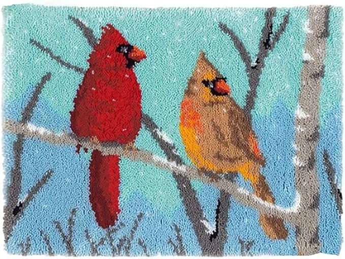 ZFFLYH Latch Hook Kits Rug, Cardinal Crocheting Carpet Rug with Printed Canvas for Adults Beginners, 20.5X15 Inch 2 - Cardinal