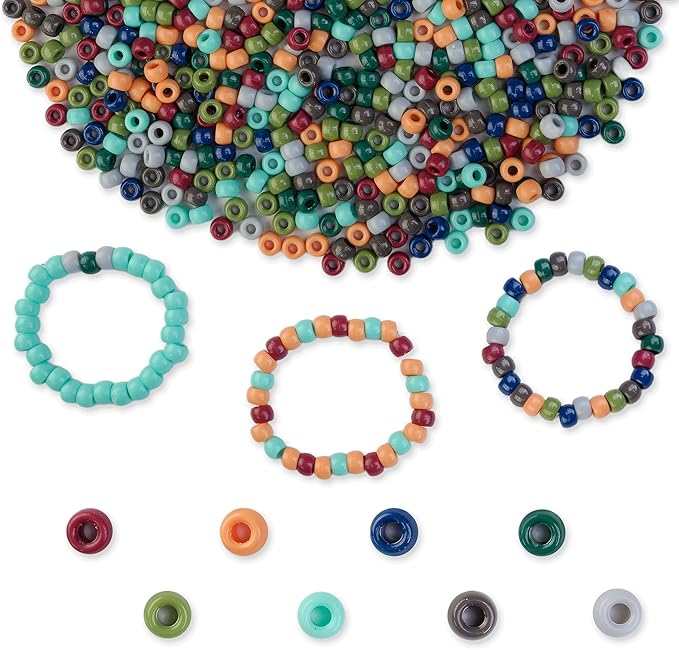 1000pcs Pony Beads, 15 Color Kandi Beads for Bracelets Making Kit, Hair Braids Crafts Jewelry Making Crafts Friendship Necklace Earrings DIY (Earth Color)