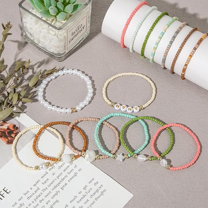 TEXGIZRLY 3mm Glass Seed Beads for Jewelry Making, Friendship Bracelet Making Kit for Girls Adults, 24 Colors Bead Bracelet Kit for DIY Crafts Gifts (3MM-A)