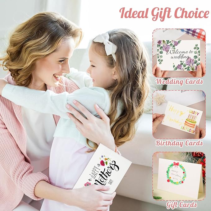 60 Sets Watercolor Cards with Envelopes, 140 lb/300 GSM Watercolor Paper Cards, 5x7 Inch Foldable Blank Watercolor Postcards and Envelopes for Greeting Cards, Wedding Invitations, Thank You Card
