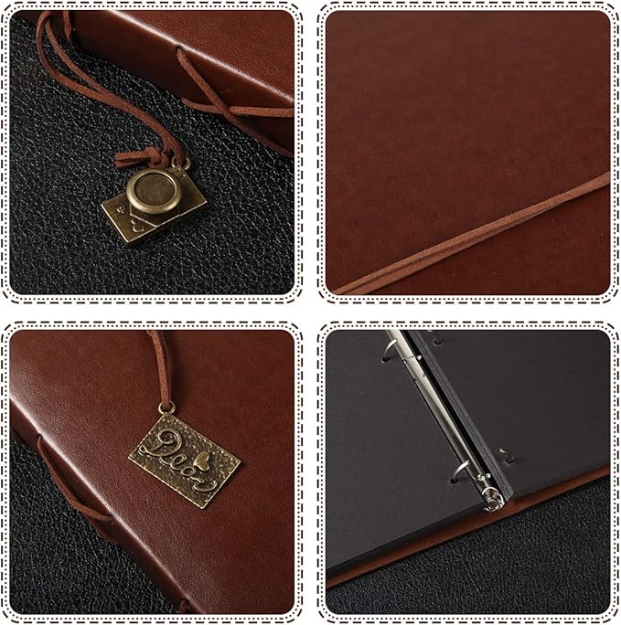 ThxMadam Leather Scrapbook Album 60 Pages Vintage Love Photo Album,11 * 8.1 Inch Scrapbook for Couples-DIY Memory Book,Birthday/Wedding Guest Book Gift for Anniversary Mother's Day