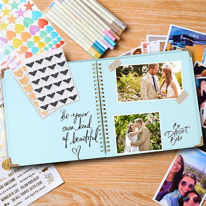 Joyberg Scrapbook 80 Pages, Scrapbooking Supplies 8 x 8 In, Scrapbook Album Suitable for Album Memory Book Wedding, Anniversary Family, DIY Craft Projects (Blue)