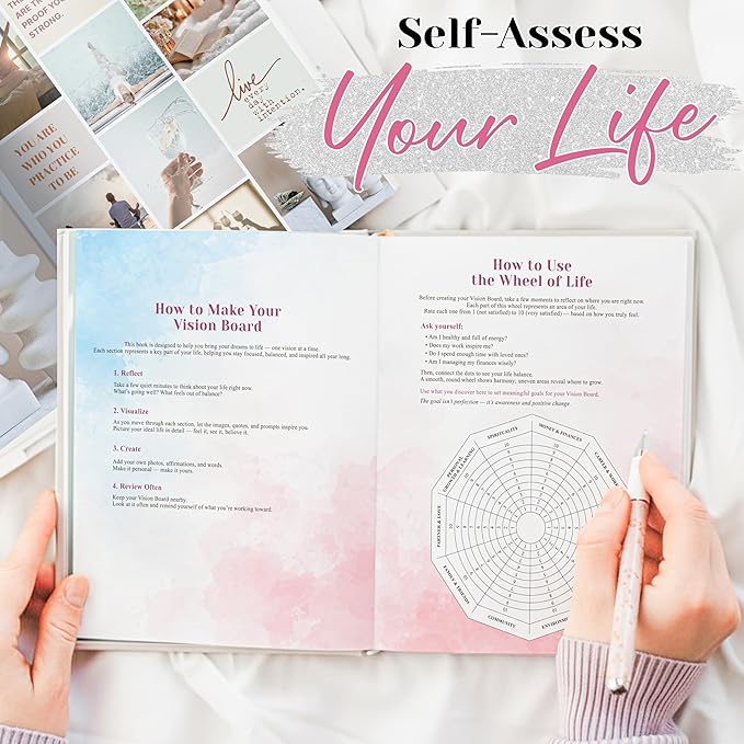 BrightenKidz Vision Board Book – Create Your Dream Life with Inspirational Clip Art, Collage Pictures & Quotes | Vision Board Supplies Kit for Women | Ideal Magazines to Visualize & Achieve Your Goals
